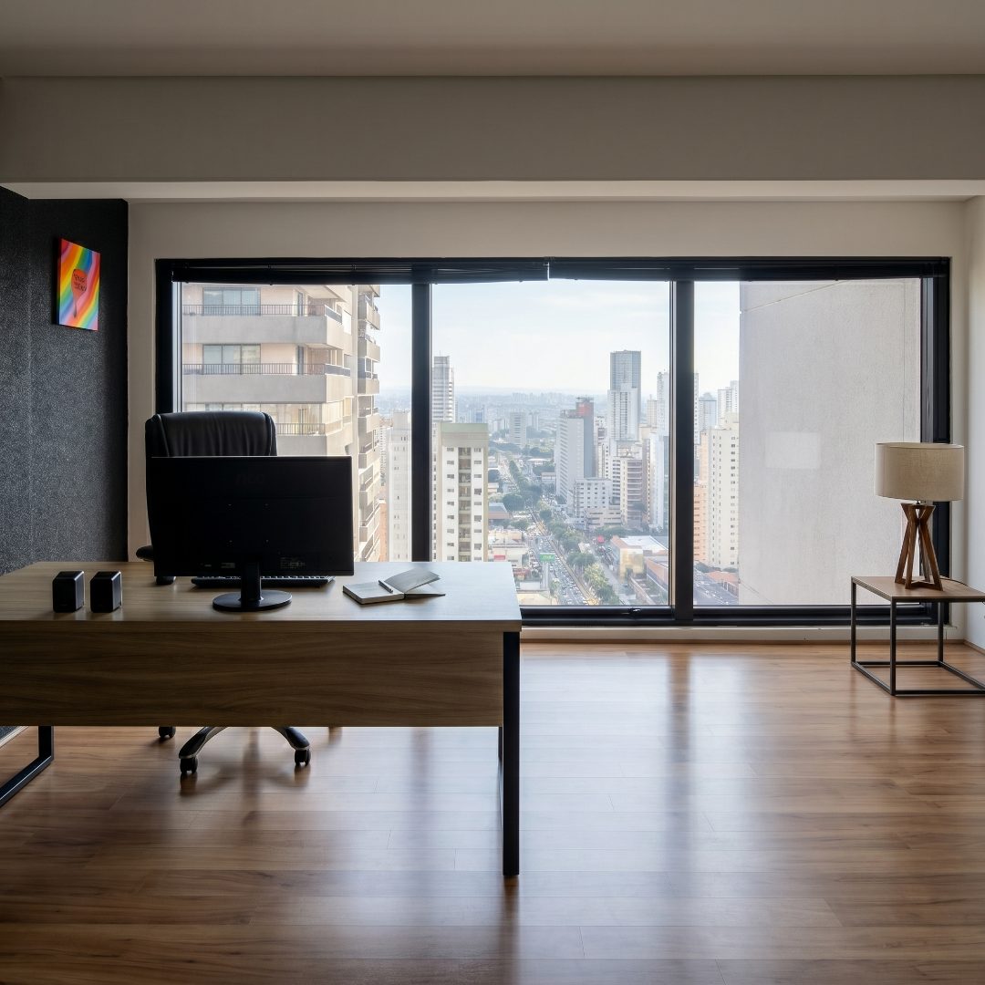 Sala com vista da cidade